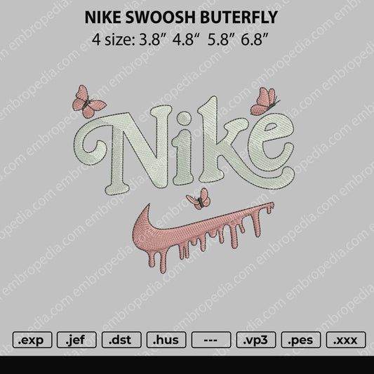 Nike Swoosh Butterfly Embroidery File 4 size