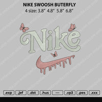 Nike Swoosh Butterfly Embroidery File 4 size