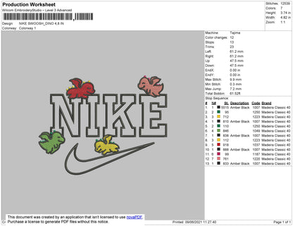 Nike Swoosh Dino Embroidery File 4 size