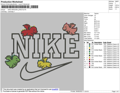 Nike Swoosh Dino Embroidery File 4 size