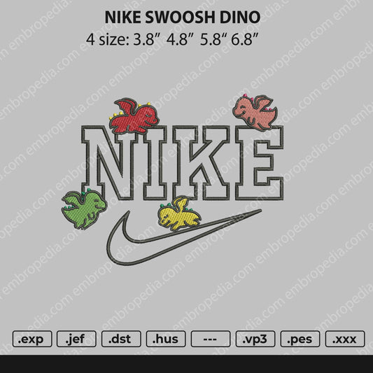 Nike Swoosh Dino Embroidery File 4 size