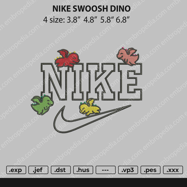 Nike Swoosh Dino Embroidery File 4 size