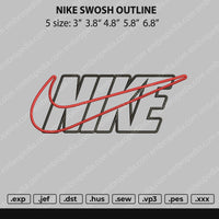 Nike Swoosh Outline Embroidery File 5 size