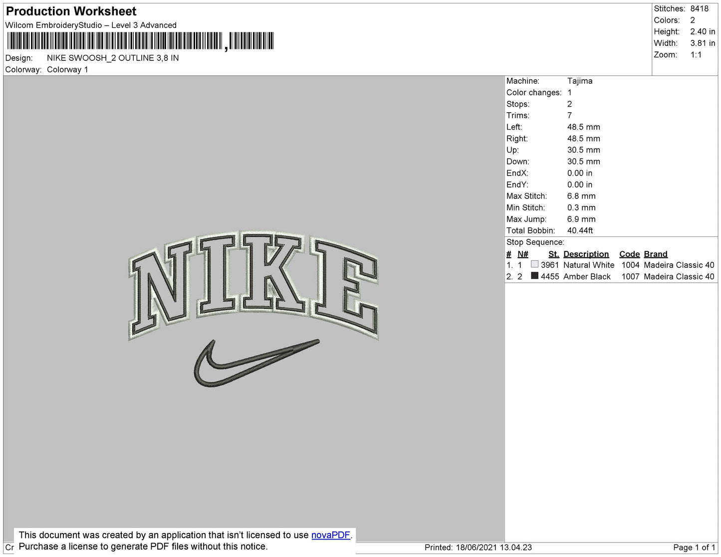 Nike Swoosh 2 Outline Anthr_ver Embroidery File 4 size