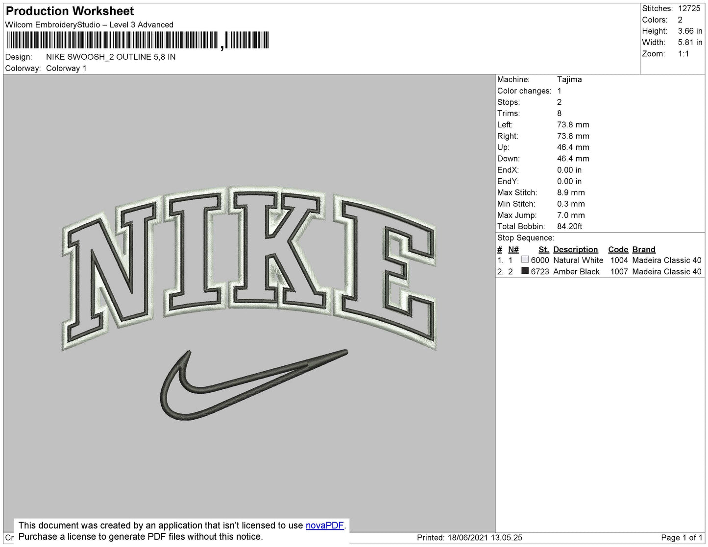 Nike Swoosh 2 Outline Anthr_ver Embroidery File 4 size