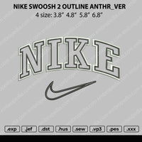 Nike Swoosh 2 Outline Anthr_ver Embroidery File 4 size