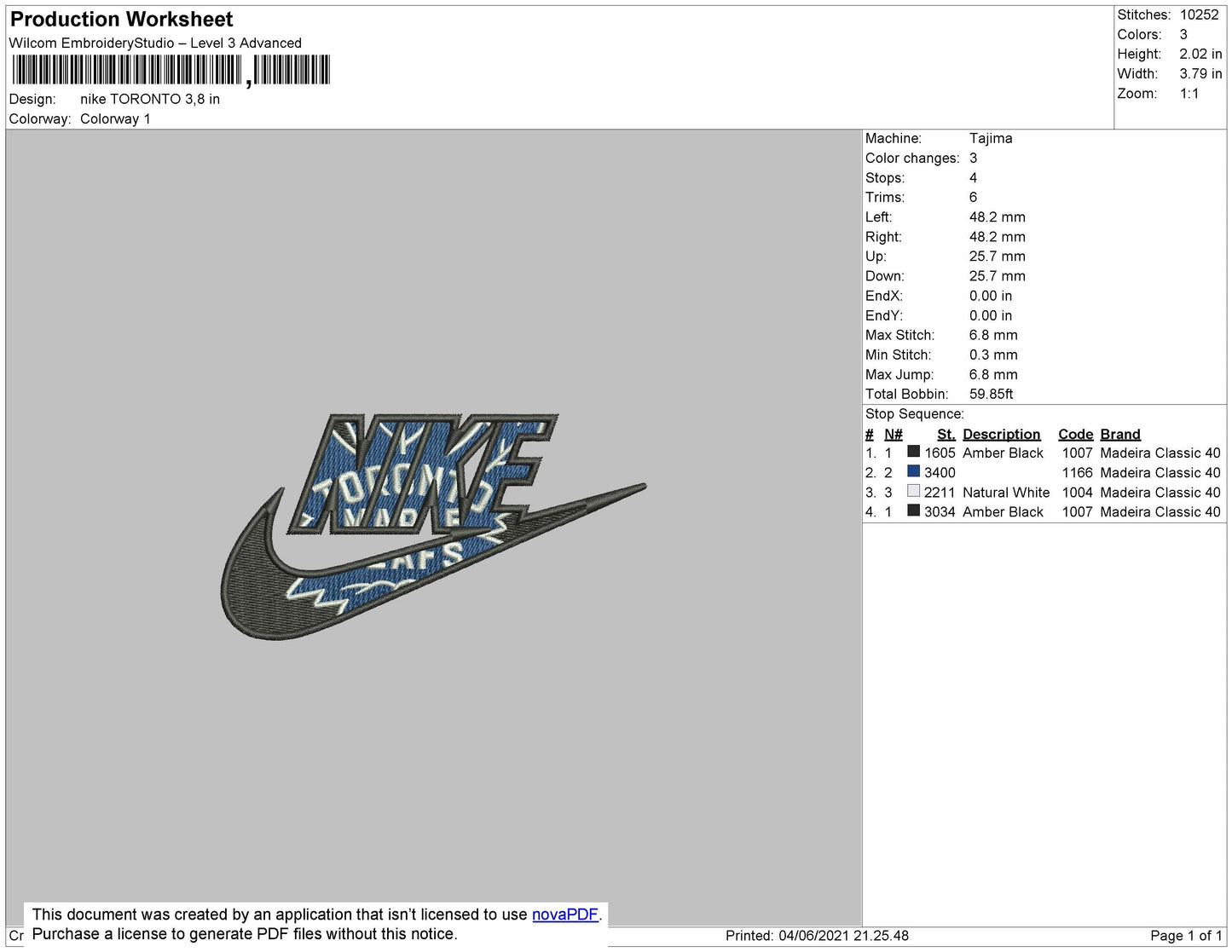 Nike Toronto Embroidery File 4 size