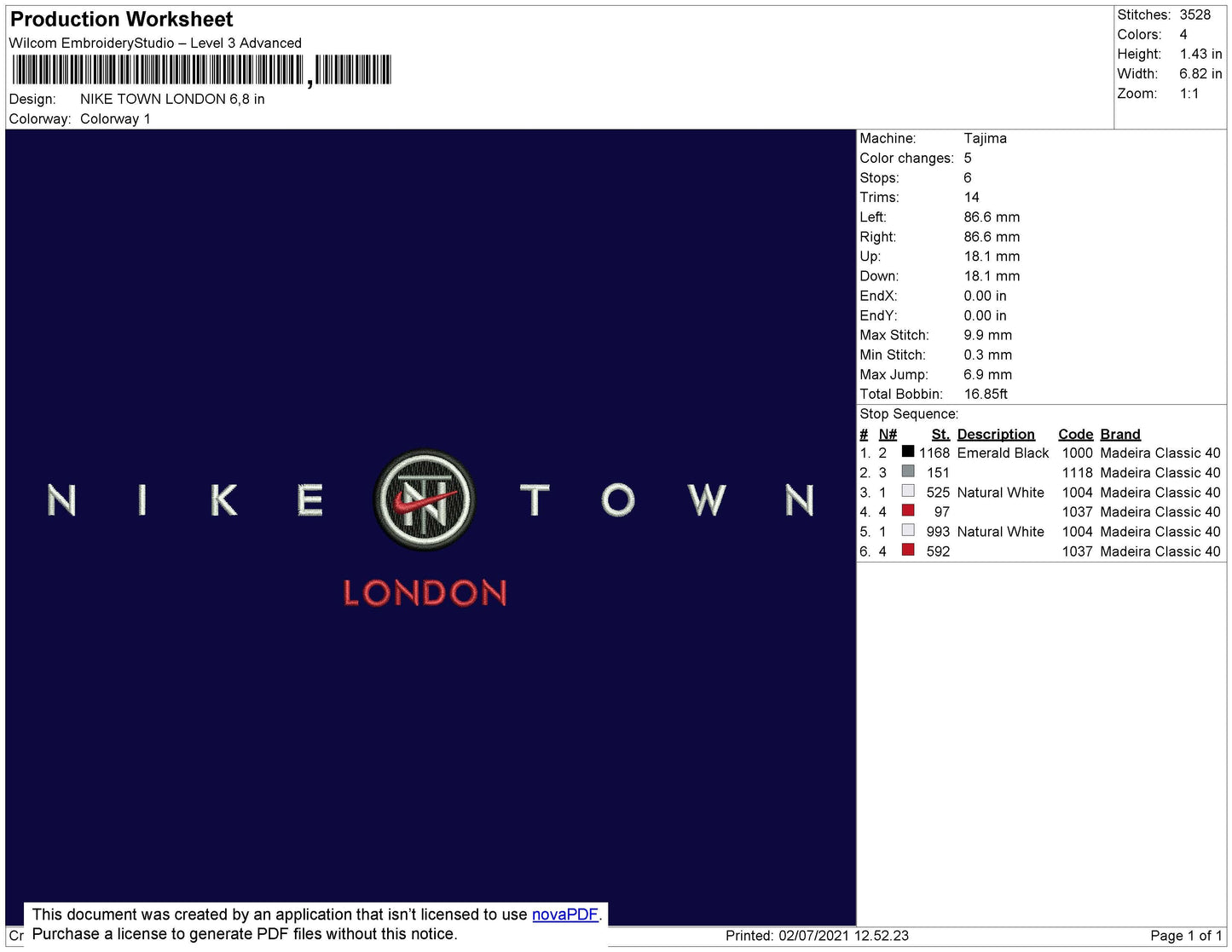 Nike Town London Embroidery File 4 size