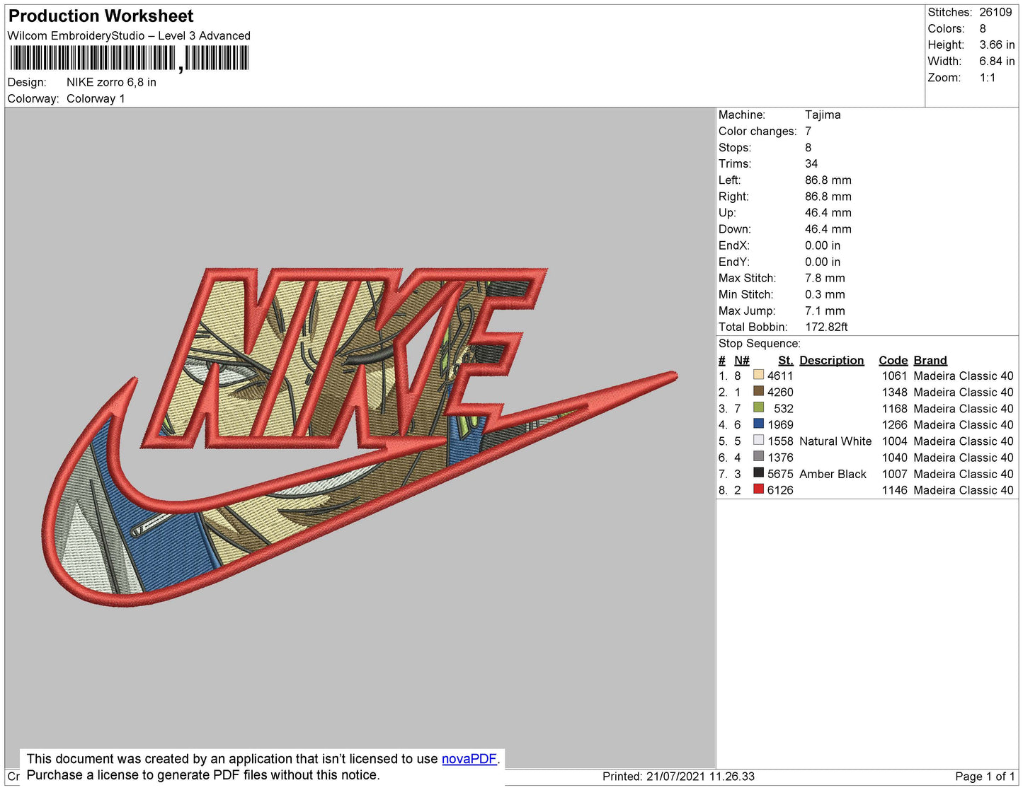 Nike Zorro Embroidery File 4 size
