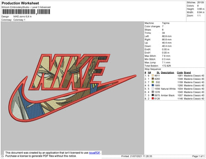 Nike Zorro Embroidery File 4 size
