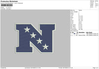 N Star Embroidery File 6 sizes
