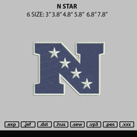 N Star Embroidery File 6 sizes