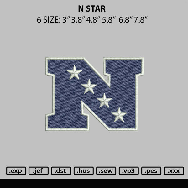 N Star Embroidery File 6 sizes