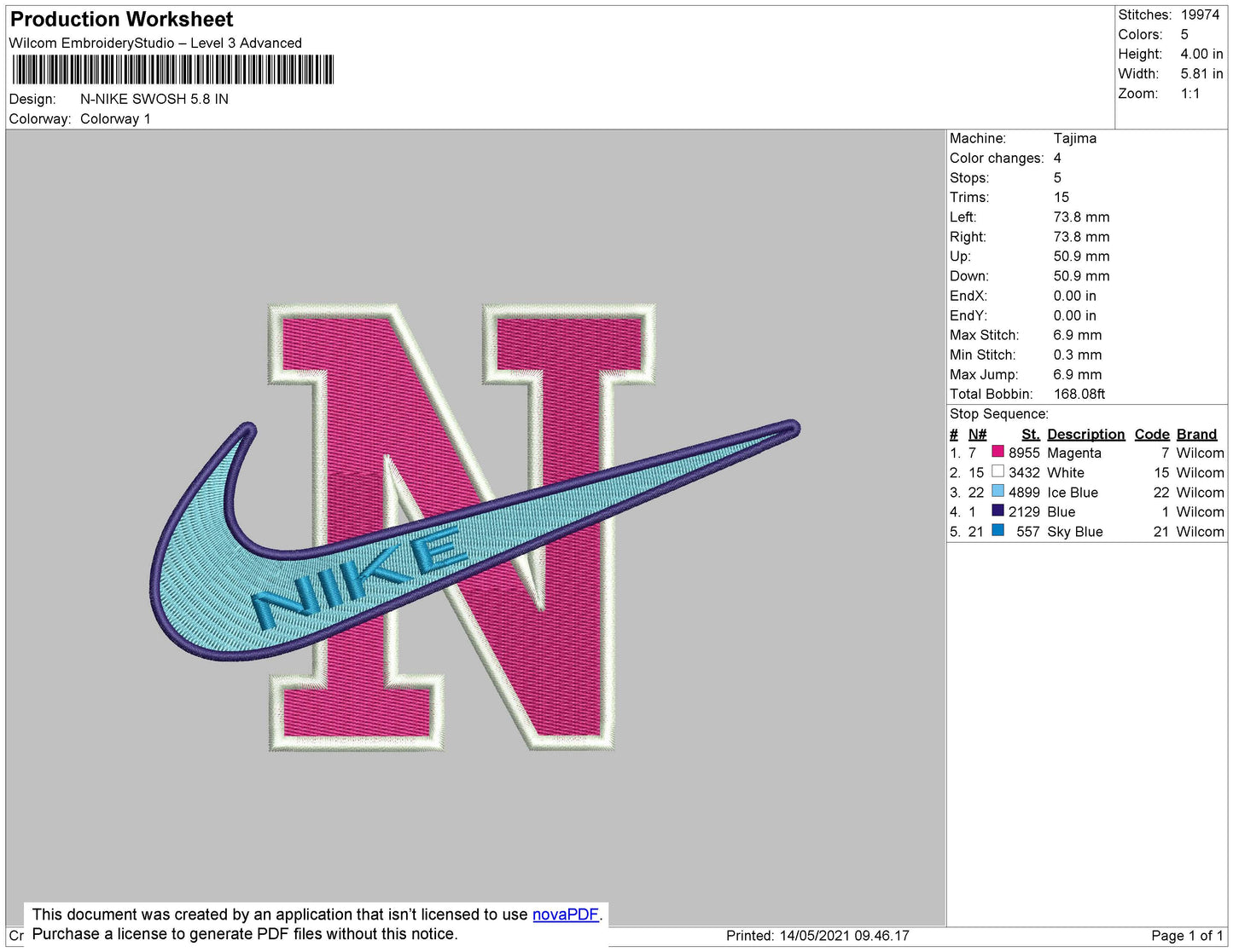 N Nike Swoosh Embroidery File 4 size