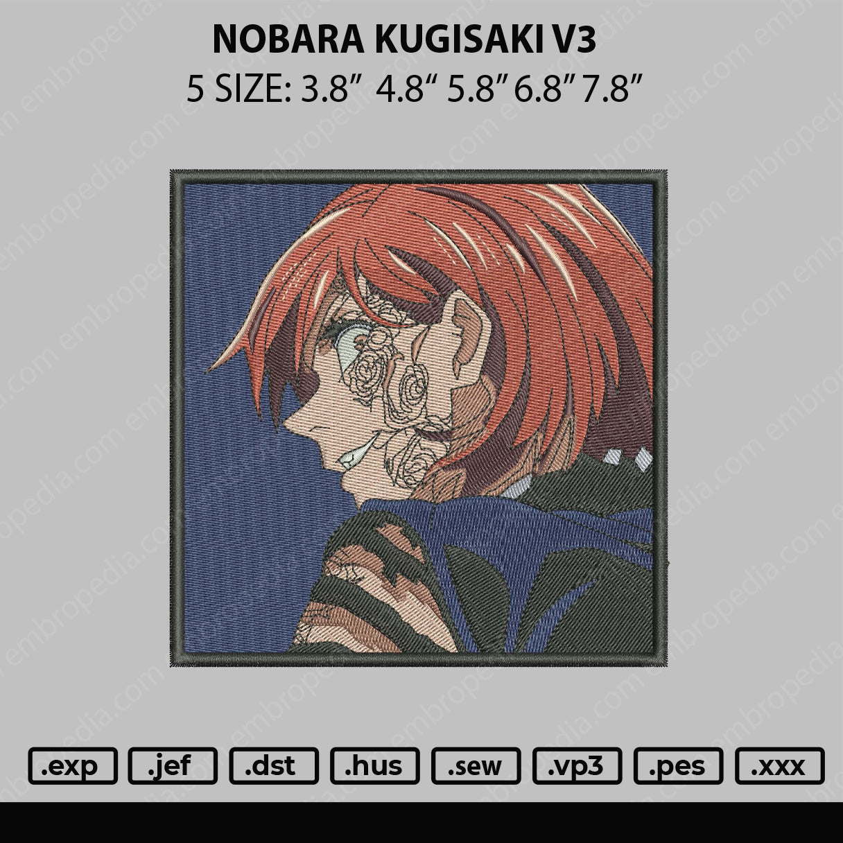 Nobara Kugisaki v3 Embroidery File 5 sizes