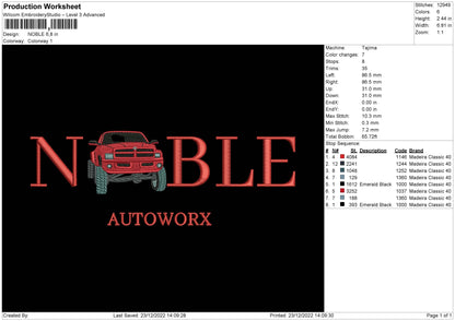 Noble Embroidery File 6 sizes