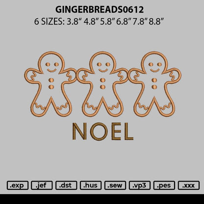 Gingerbreads0612 Embroidery File 6 sizes