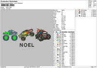 Three Trucks Embroidery File 6 sizes