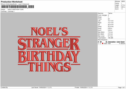 Noels Text Embroidery Machine Design File 6 sizes