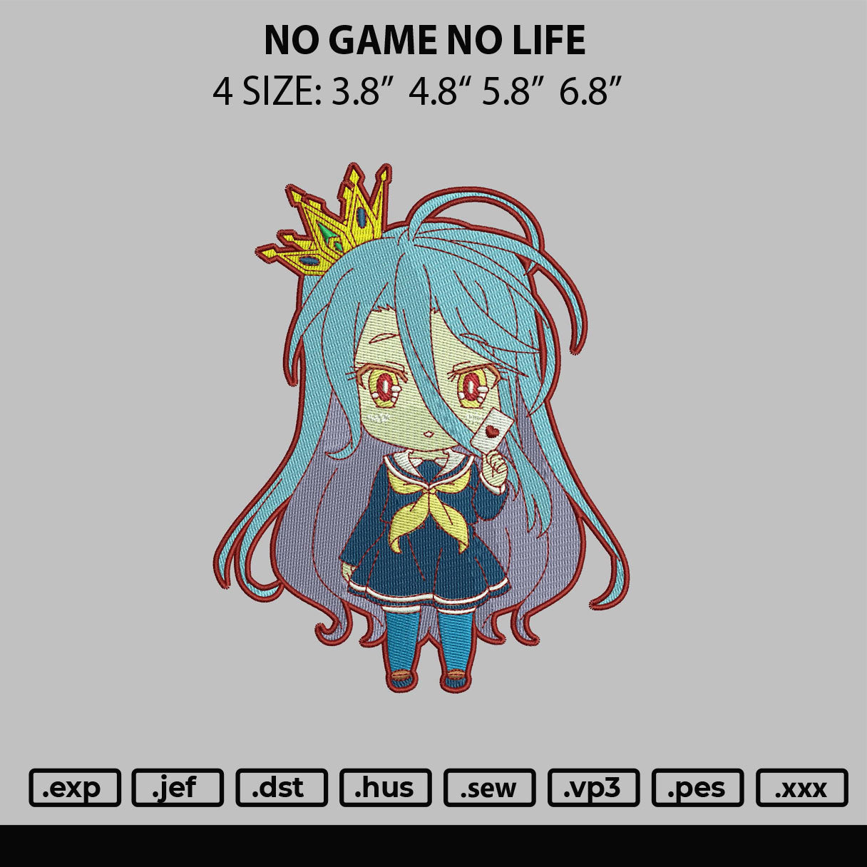 No Game No Life Embroidery File 4 size