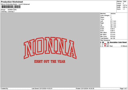 Nonnatext Embroidery File 6 sizes