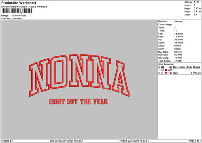 Nonnatext Embroidery File 6 sizes