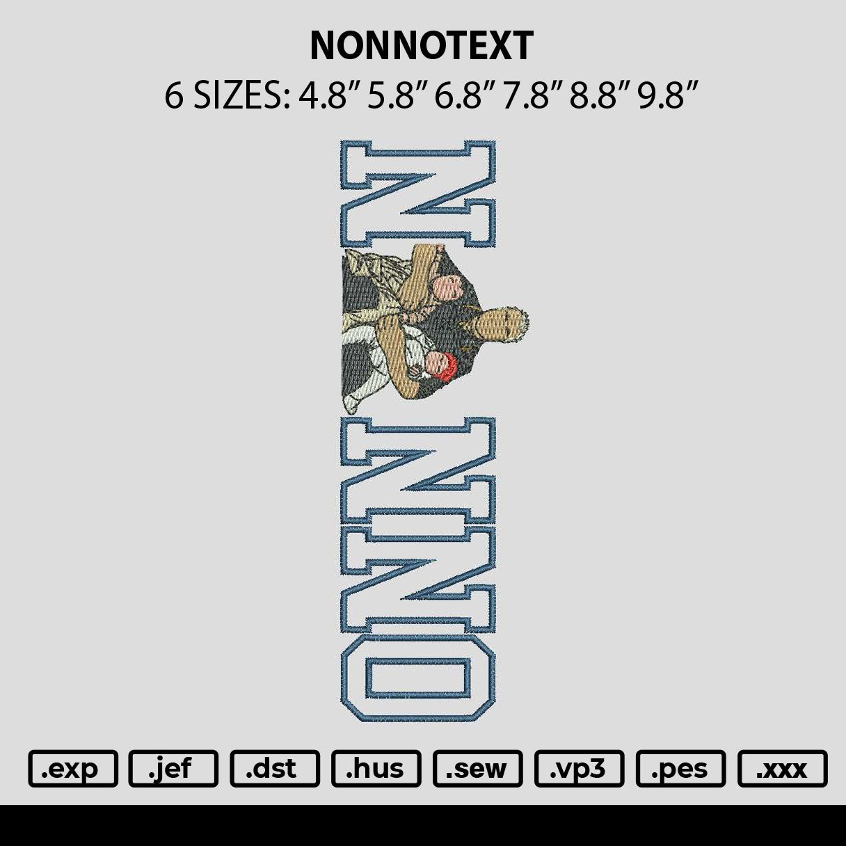 Nonnotext V2 Embroidery File 6 sizes