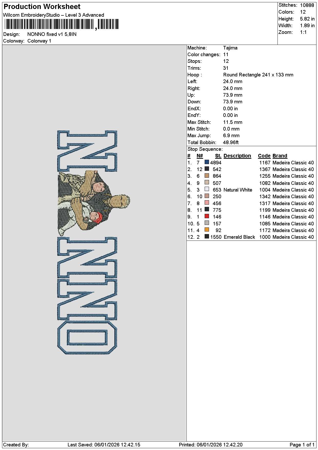 Nonnotext V2 Embroidery File 6 sizes