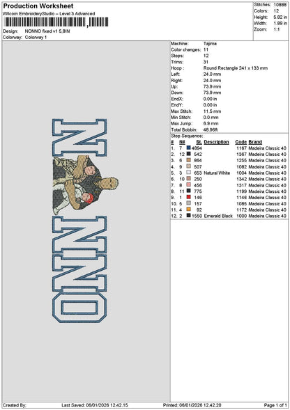 Nonnotext V2 Embroidery File 6 sizes