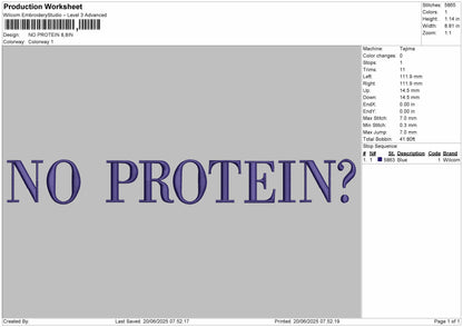 NO PROTEIN Embroidery Machine Files