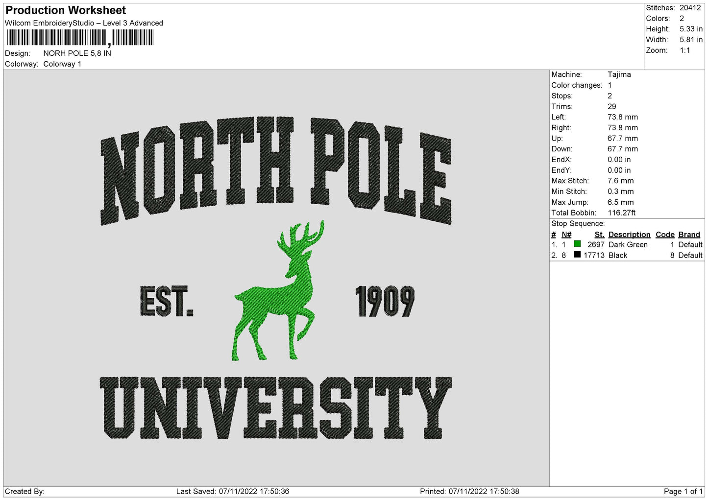 North Pole Embroidery File 6 sizes
