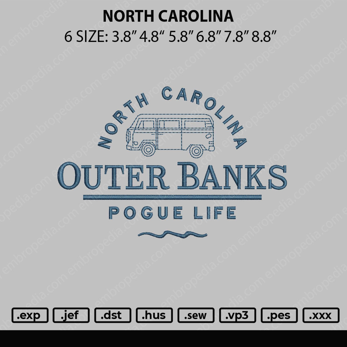 North Carolina Embroidery File 5 sizes