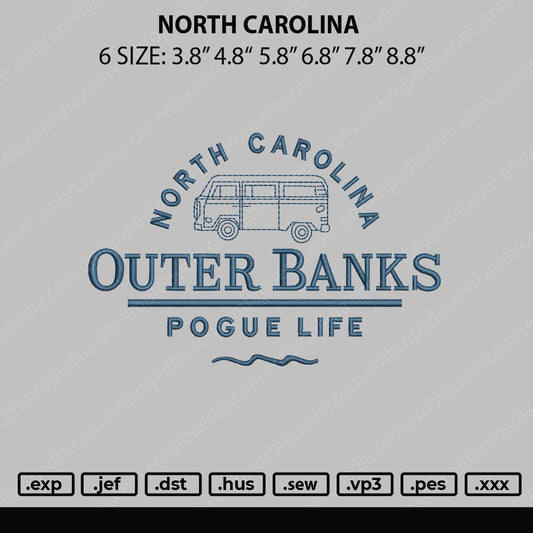 North Carolina Embroidery File 5 sizes