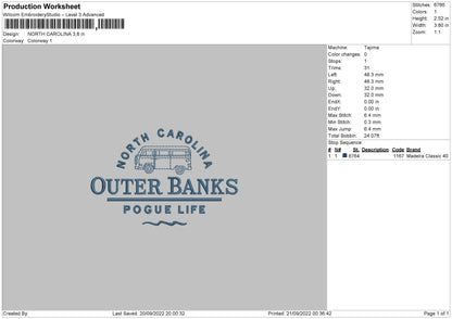North Carolina Embroidery File 5 sizes
