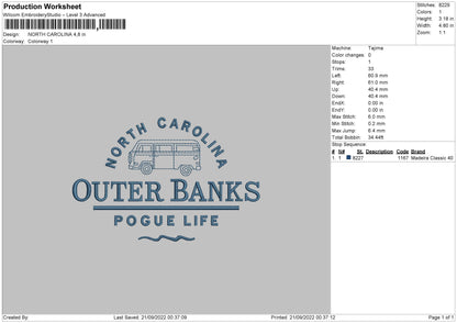North Carolina Embroidery File 5 sizes