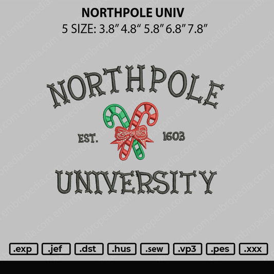 Northpole Univ Embroidery File 5 sizes