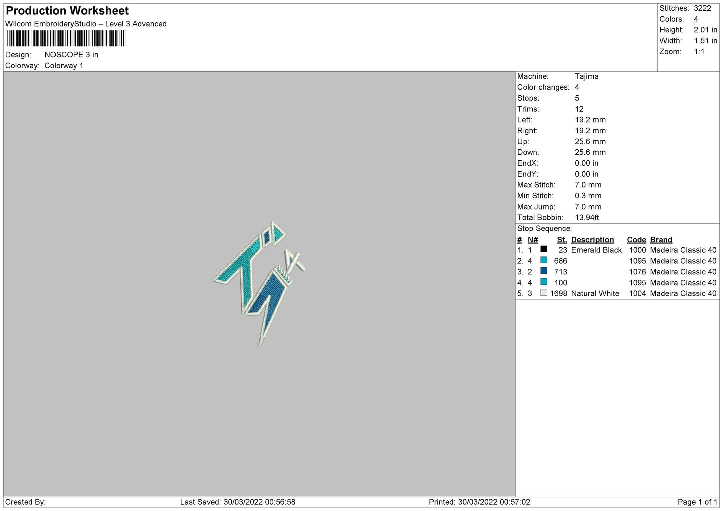Noscope Embroidery File 4 size