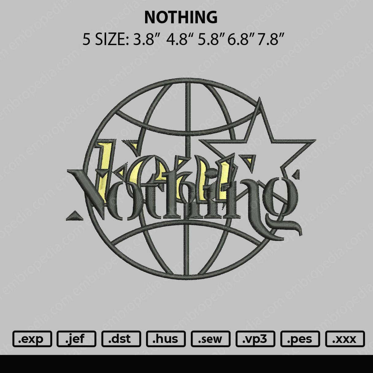 Nothing Embroidery File 5 sizes