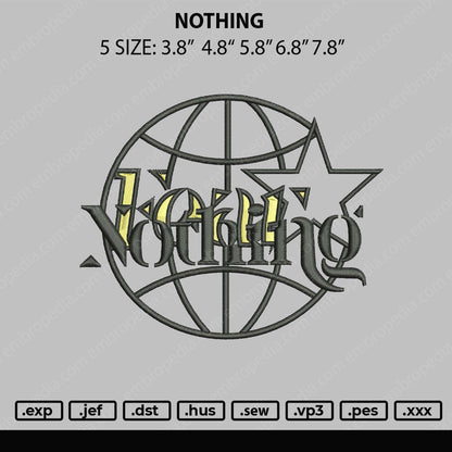 Nothing Embroidery File 5 sizes