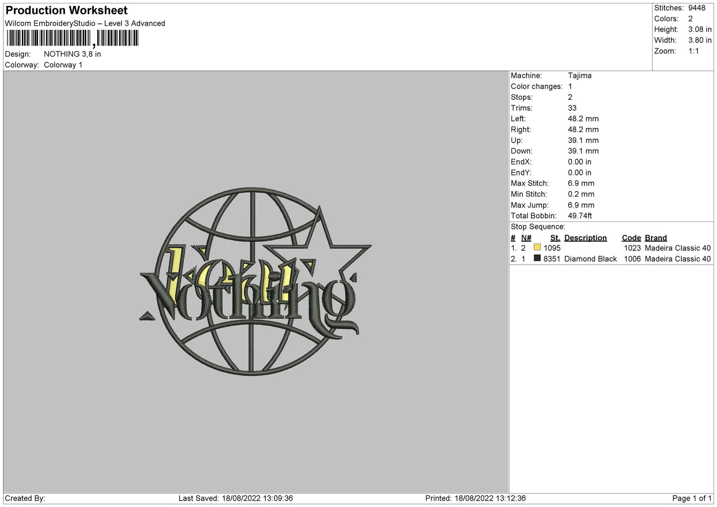 Nothing Embroidery File 5 sizes