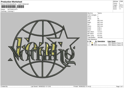 Nothing Embroidery File 5 sizes