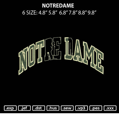 Notredame Embroidery File 6 sizes