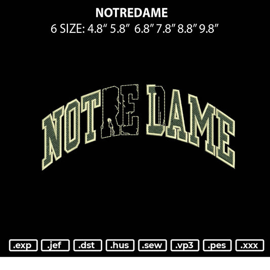 Notredame Embroidery File 6 sizes