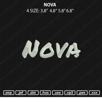 Nova Embroidery File 4 size