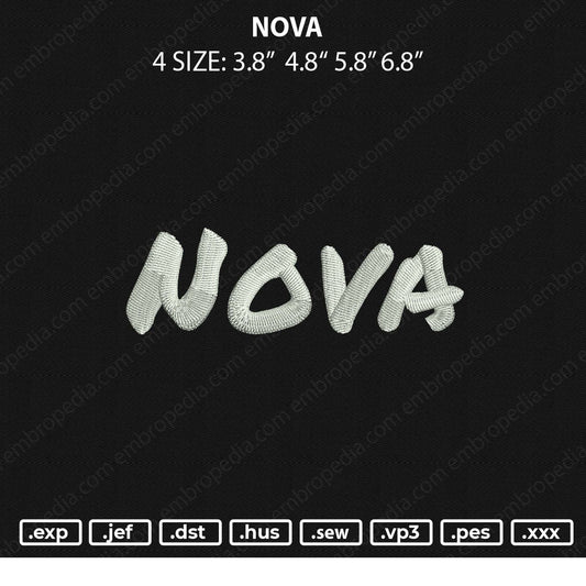 Nova Embroidery File 4 size