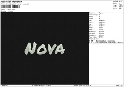 Nova Embroidery File 4 size