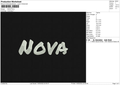 Nova Embroidery File 4 size