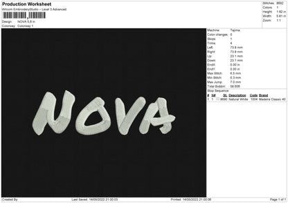 Nova Embroidery File 4 size