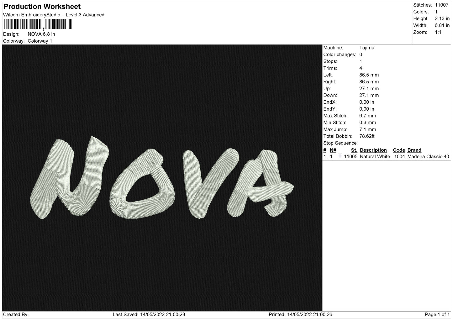Nova Embroidery File 4 size