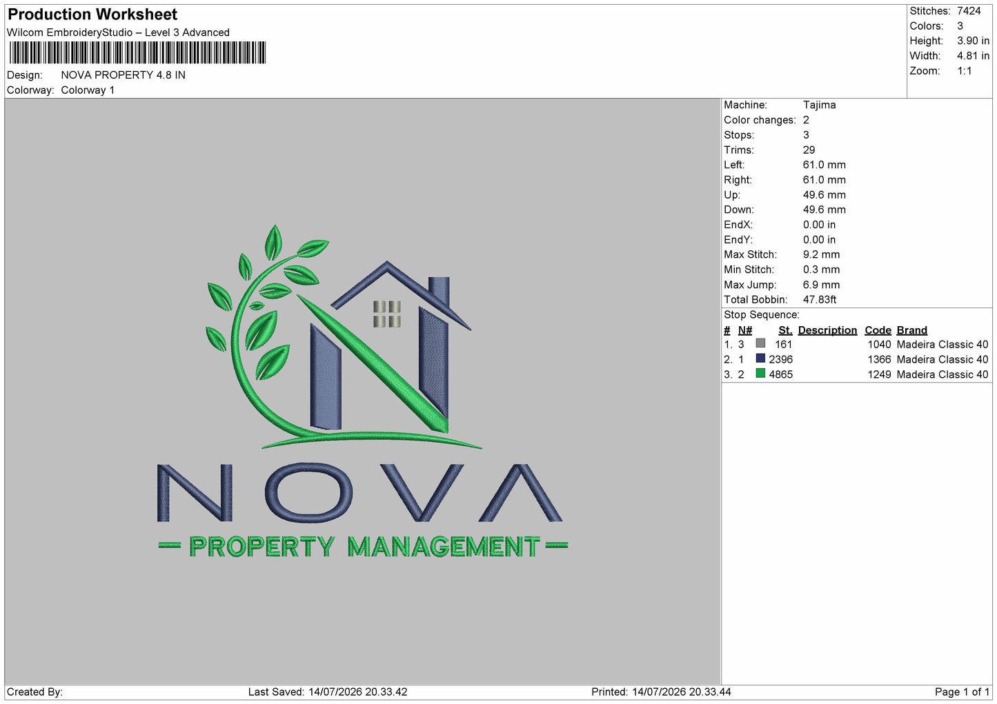 Nova Text Embroidery Machine Design File 6 sizes